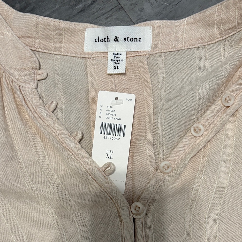 Cloth & Stone Light Beige Blouse New with Tags Size XL - Picture 6 of 9